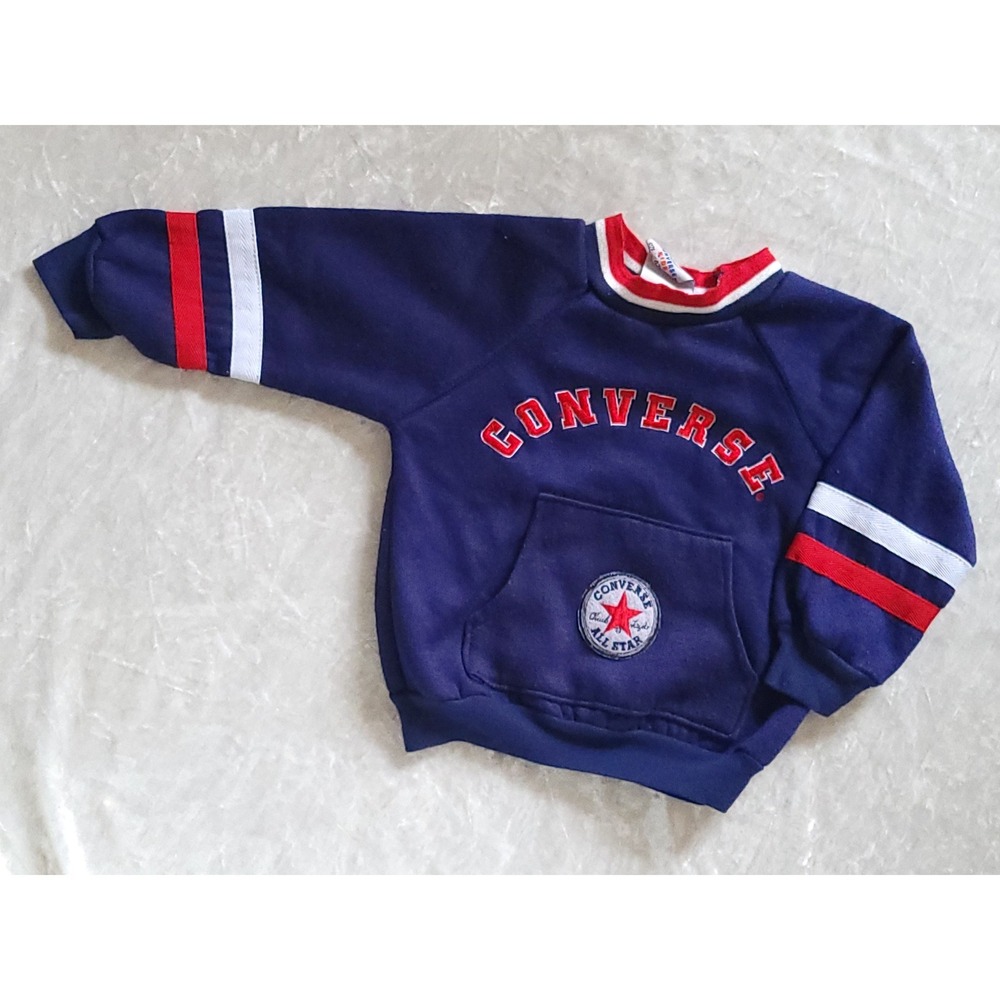 Vintage Converse Kids Navy Blue Varsity Sweatshirt Chuck Taylor All Star 4T